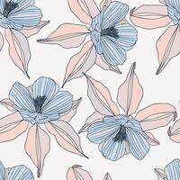pastel bloemen, bloemen hand- getrokken schetsen naadloos patroon vector