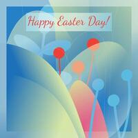 gelukkig Pasen banier en groet kaart voorjaar illustratie. veld- met eieren voor Pasen jacht. vector