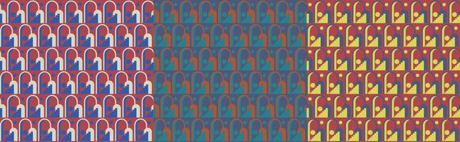 kleurrijk esthetisch bogen patronen. reeks van naadloos meetkundig vector patroon. bauhaus helder kunst