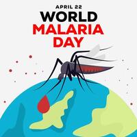 wereld malaria dag illustratie met mug en de aarde vector