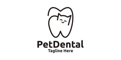 huisdier tandheelkundig logo ontwerp, combinatie van kat en tanden, logo ontwerp sjabloon symbool, icoon, creatief idee. vector