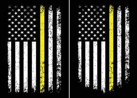 dun geel lijn of goud lijn vlag. Amerikaans verzenders, veiligheid bewakers, slepen vrachtauto bestuurder en verliezen het voorkomen vlag vector