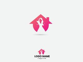 mode huis logo ontwerp met roze kleur vector