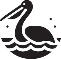 minimaal pelikaan vector icoon, vlak symbool, zwart kleur silhouet, wit achtergrond 31
