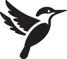 ijsvogel vogel vector kunst icoon, clip art, symbool, zwart kleur silhouet, wit achtergrond 16