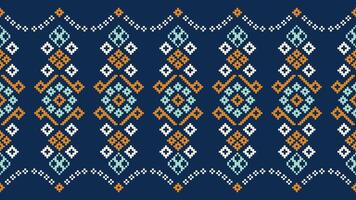 traditioneel etnisch motieven ikat meetkundig kleding stof patroon kruis steek.ikat borduurwerk etnisch oosters pixel marine blauw achtergrond. abstract,vector,illustratie. textuur, sjaal, decoratie, behang. vector