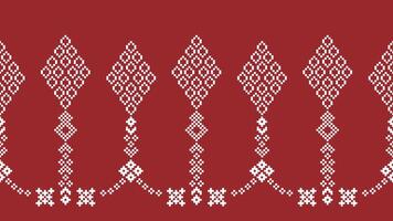 traditioneel etnisch motieven ikat meetkundig kleding stof patroon kruis steek.ikat borduurwerk etnisch oosters pixel rood achtergrond. abstract,vector,illustratie. textuur, kerst, decoratie, behang. vector