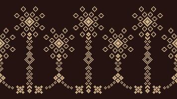 traditioneel etnisch motieven ikat meetkundig kleding stof patroon kruis steek.ikat borduurwerk etnisch oosters pixel bruin achtergrond. abstract,vector,illustratie. textuur, sjaal, decoratie, behang. vector