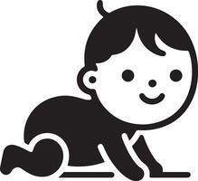 minimaal schattig glimlachen baby kruipen icoon zwart kleur silhouet, logo, clip art, symbool 6 vector