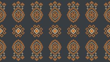 traditioneel etnisch motieven ikat meetkundig kleding stof patroon kruis steek.ikat borduurwerk etnisch oosters pixel grijs achtergrond. abstract,vector,illustratie. textuur, sjaal, decoratie, behang. vector