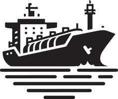 minimaal Internationale Verzending tanker schip onder ronde vorm logo vector icoon 16