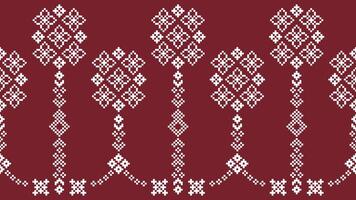 traditioneel etnisch motieven ikat meetkundig kleding stof patroon kruis steek.ikat borduurwerk etnisch oosters pixel rood achtergrond. abstract,vector,illustratie. textuur, kerst, decoratie, behang. vector