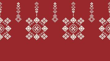 traditioneel etnisch motieven ikat meetkundig kleding stof patroon kruis steek.ikat borduurwerk etnisch oosters pixel rood achtergrond. abstract,vector,illustratie. textuur, kerst, decoratie, behang. vector