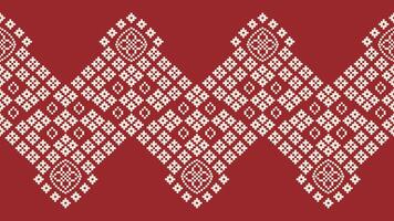 traditioneel etnisch motieven ikat meetkundig kleding stof patroon kruis steek.ikat borduurwerk etnisch oosters pixel rood achtergrond. abstract,vector,illustratie. textuur, kerst, decoratie, behang. vector