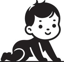 minimaal schattig glimlachen baby kruipen icoon zwart kleur silhouet, logo, clip art, symbool 14 vector