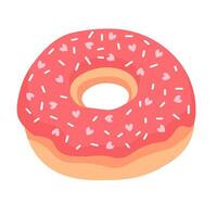 aanbiddelijk zoet roze donut. vector illustratie in vlak logo stijl.