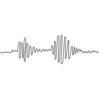 geluid Golf verschillend vorm geven aan. doorlopend een lijn tekening. amplitude beweging. podcast concept. verstelbaar zwart beroerte transparant achtergrond. single schets tekening lawaai ontwerp. vector illustratie.