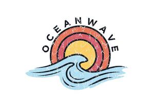 oceaan logo ontwerp creatief concept met zomer premie vector