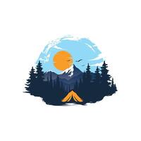 berg avontuur logo. wandelen en camping wijnoogst logo ontwerp vector