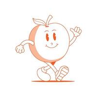 oranje retro mascotte. grappig tekenfilm karakter van oranje. vector