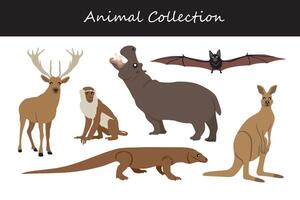 dieren verzameling geïsoleerd Aan wit achtergrond. vlak stijl vector illustratie.