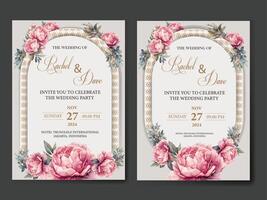 bruiloft uitnodiging kaarten met bloemen en pioenen vector