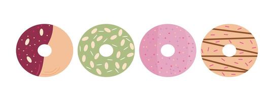 reeks gemakkelijk donuts vector illustratie