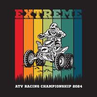 atv racing extreem sport in retro kleur, mooi zo voor t overhemd ontwerp vector