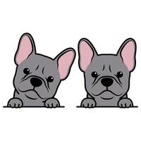 schattig Frans bulldog puppy blauw kleur tekenfilm, vector illustratie