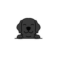 schattig zwart labrador retriever puppy glimlachen tekenfilm, vector illustratie