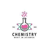 vector illustratie van chemisch buis logo icoon met roterend atomen