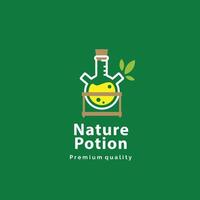 vector illustratie van natuur vergiftigen logo icoon, chemisch buis met natuurlijk genezing oplossing