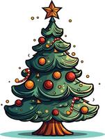 Kerstmis boom geïsoleerd Aan wit achtergrond Kerstmis decoratie vector illustratie