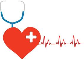 hart en hartslag en stethoscoop geïsoleerd Aan wit achtergrond vector illustratie