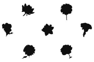 vector illustratie van bloem silhouetten hand- getrokken kransen. schattig tekening bloemen decoratie kader set. vector kunst, pictogrammen, zwart kleur geïsoleerd Aan wit achtergrond. logo, behang.