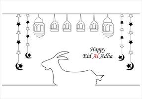 doorlopend een lijn tekening van eid al adha uit lijn vector kunst illustratie