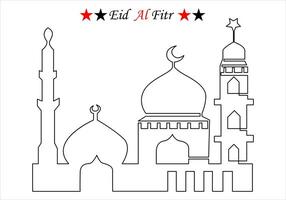 doorlopend een lijn tekening van eid al fitr uit lijn vector kunst illustratie