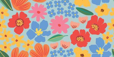 exotisch hand- getrokken bloemen, naadloos patronen met bloemen voor kleding stof, textiel, kleding, omhulsel papier, omslag, banier, huis decor, abstract achtergronden. vector