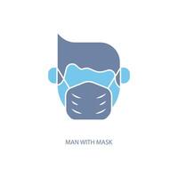 Mens met masker concept lijn icoon. gemakkelijk element illustratie. Mens met masker concept schets symbool ontwerp. vector