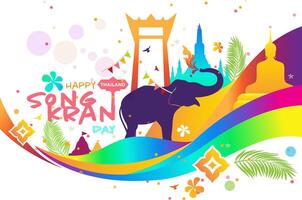 concept van Thailand water festival plezier, songkran dag logo ontwerp sjabloon vector