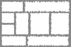 stukken van gescheurd wit Notitie papier verschillend vormen geïsoleerd Aan grijs achtergrond realistisch vector illustratie, kladblok gescheurd papier voor bericht Opmerking, bladzijde of banier en karton blanco gescheurd stuk stroken