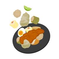 logo illustratie vector levitatie van siomay of knoedels met pinda saus