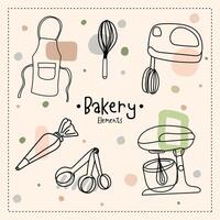 keuken gereedschap en bakkerij gereedschap tekening. hand- getrokken vector illustratie.