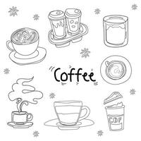 koffie winkel hand- getrokken tekening set. vector illustratie.