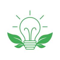 gloeilamp icoon met groen bladeren. opslaan energie concept. vector illustratie