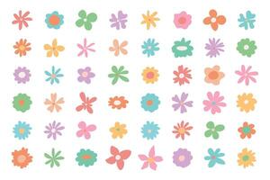 modieus reeks van bloem pictogrammen. kleurrijk verzameling van voorjaar doodles in pastel kleuren. bloemen voor ontwerp. vector