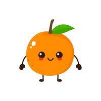 schattig grappig oranje fruit karakter. vector tekenfilm kawaii karakter illustratie