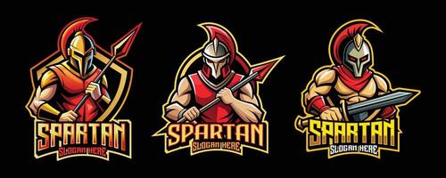 spartaans esport gaming logo. reeks van spartaans krijger mascotte ontwerp vector