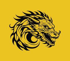 een draak hoofd logo Aan geel achtergrond vector