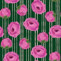 roze bloemen strepen naadloos patroon vector